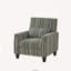 Fauteuil d'appoint rayé vert et blanc avec accoudoirs et garniture cloutée