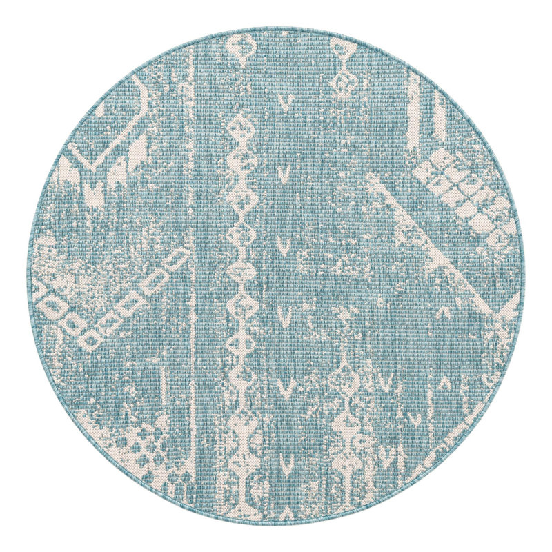 Medford Geometric Indoor / Outdoor Rug, Round 4'