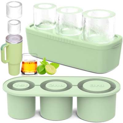 Ice Cube Tray For Tumbler Cup 30Oz-40Oz, 3 Pcs Silicone Cylinder Ice Mold With Lid And Bin For Freezer, Easy Fill And Release Ice Maker For Whiskey, C -  Mint Pantry®, EB80C0EEDBF1417B9F1C722B259AAD27