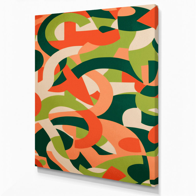 «Abstract Shapes 58», art mural sur toile verte, H 14 po x l 11 po