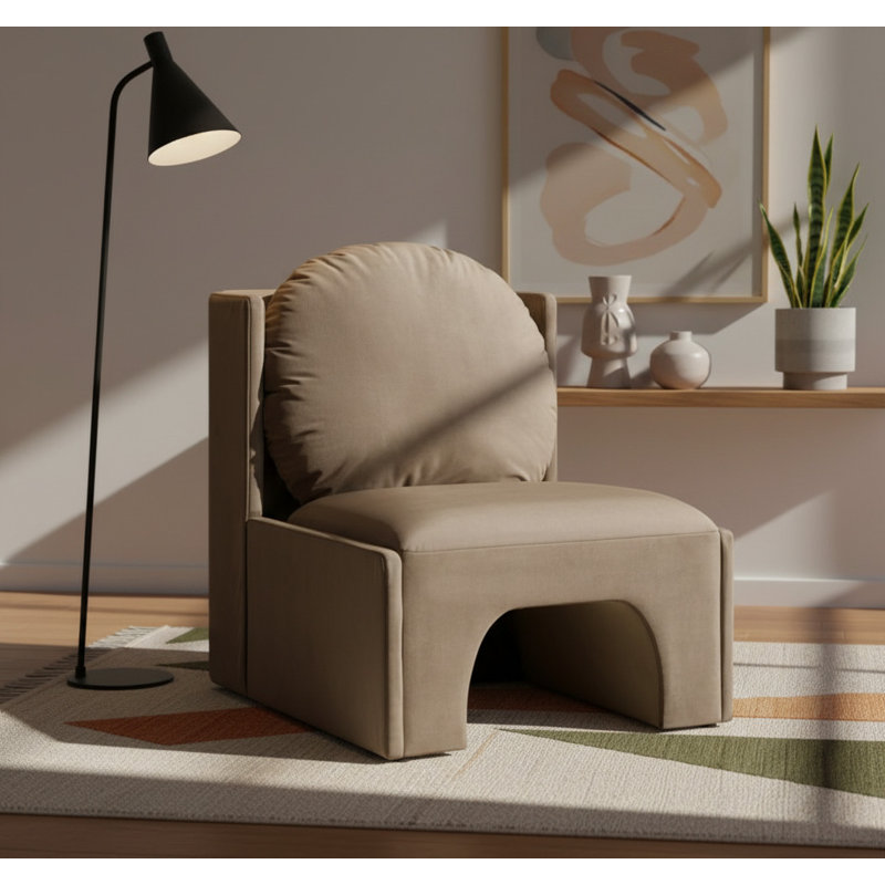 Fauteuil d'appoint en velours Castner, Velours taupe