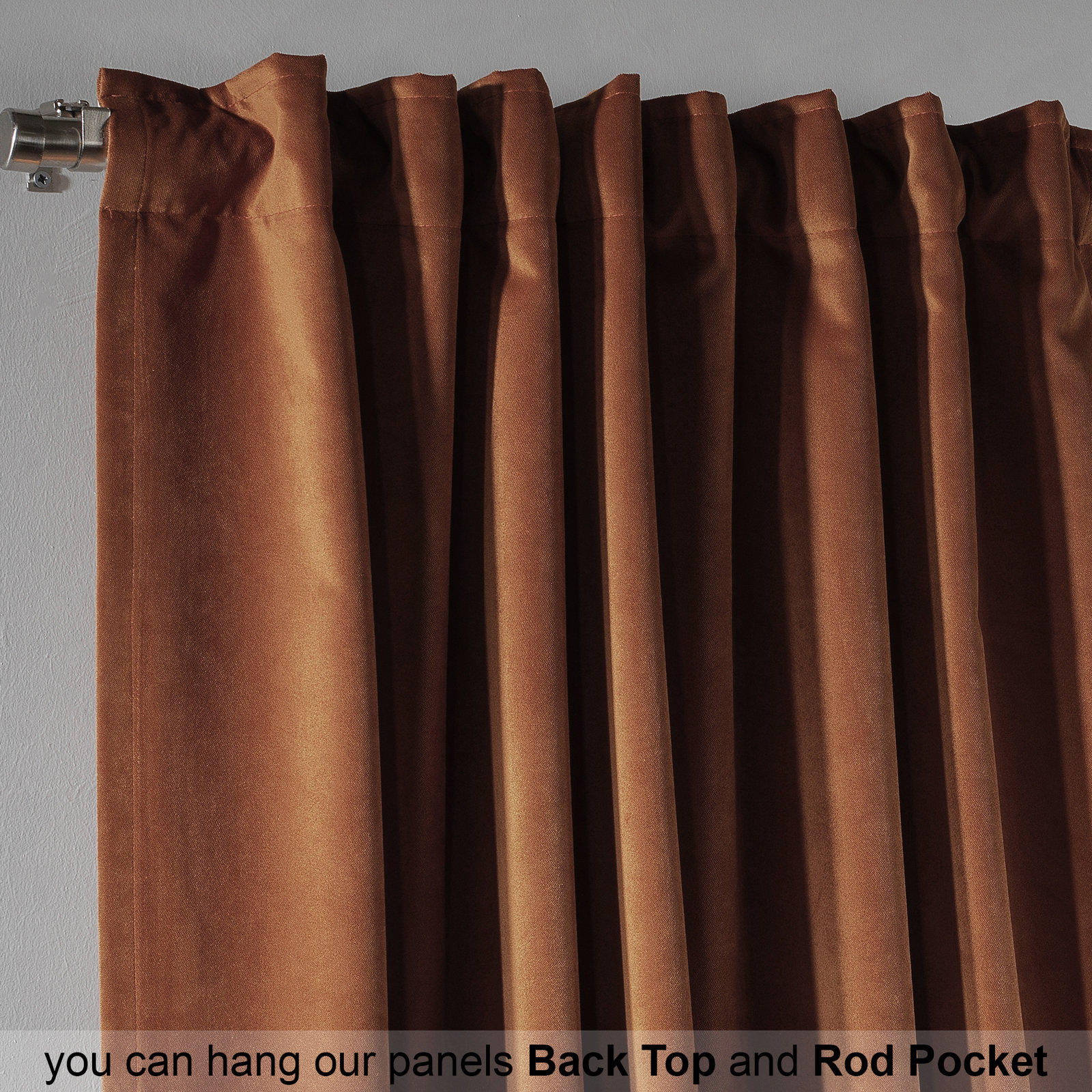 Matte Velvet Room Darkening Curtain Panel Set, 58 Bourbon, 52" W x 108" L