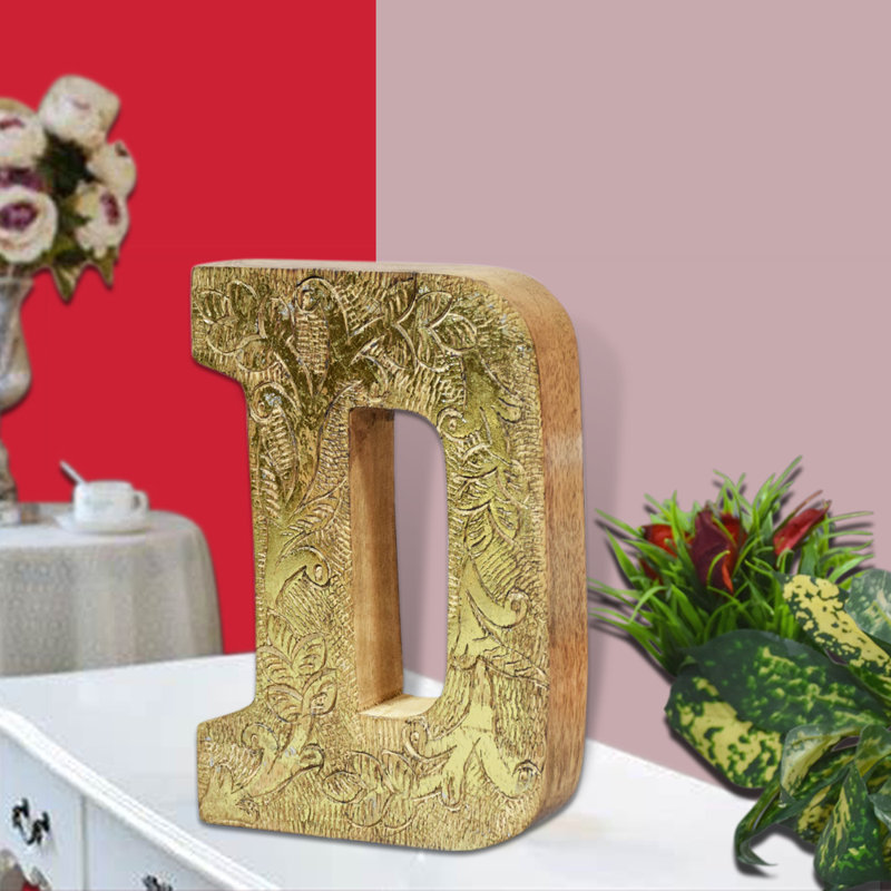 Haddam Text & Numbers Letter Block, Gold, D
