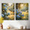 Hortensias dans le verger de pommes I - ensemble de 2 impressions murales botaniques en métal
