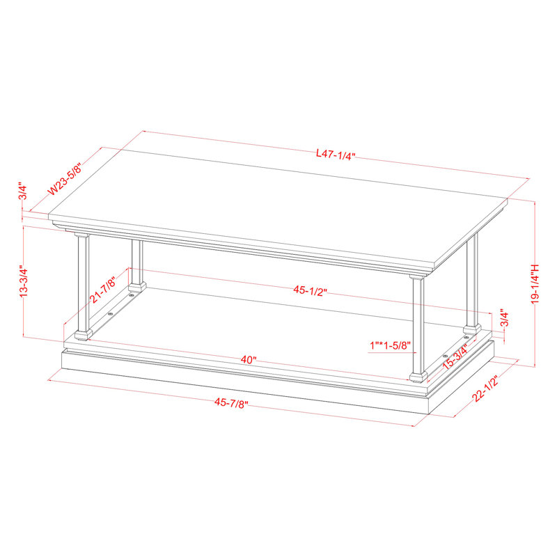 Table basse avec rangement Kiven, Blanc antique