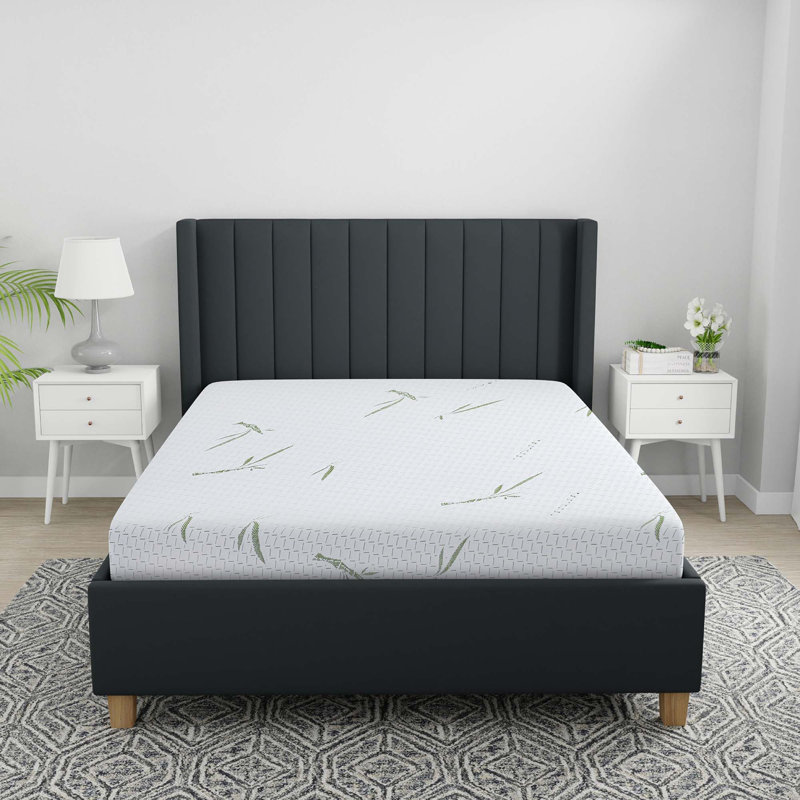Matelas en mousse viscoélastique double couche 8 pouces avec housse infusée de bambou, Double