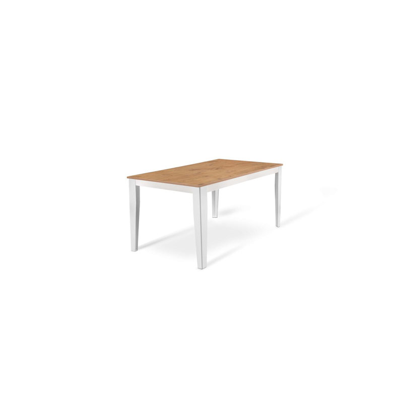 Nithilan Extendable Oak Metal Base Dining Table, Oak Wood, White