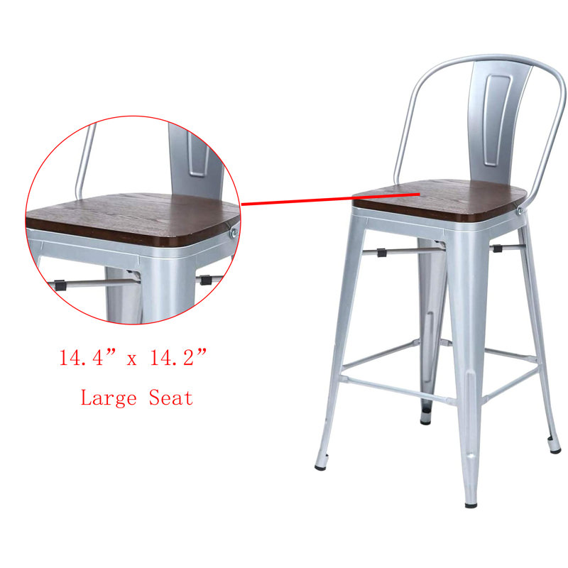 Rosenberry Counter Stool with Metal Frame, Bar Stool (30" Seat Height), Silver