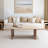 Travertine Coffee Table with Natural Wood Base, Rectangular Living Room Table in Warm Earth Tones, 55"