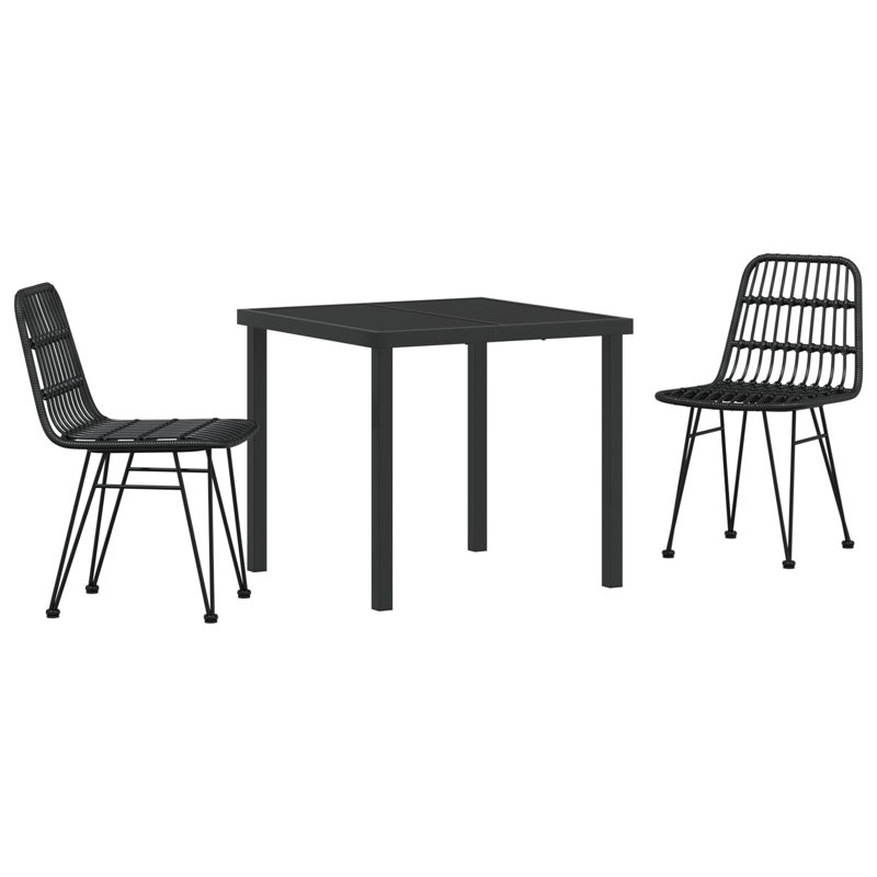 Square 3 - Piece 2 - Person 80Cm L Outdoor Dining Set, Black