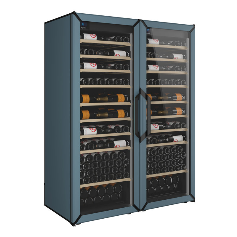 Goguette Dual Large Single Zone Wine Fridge – 300+ Bottle Capacity (Black), Slate Blue