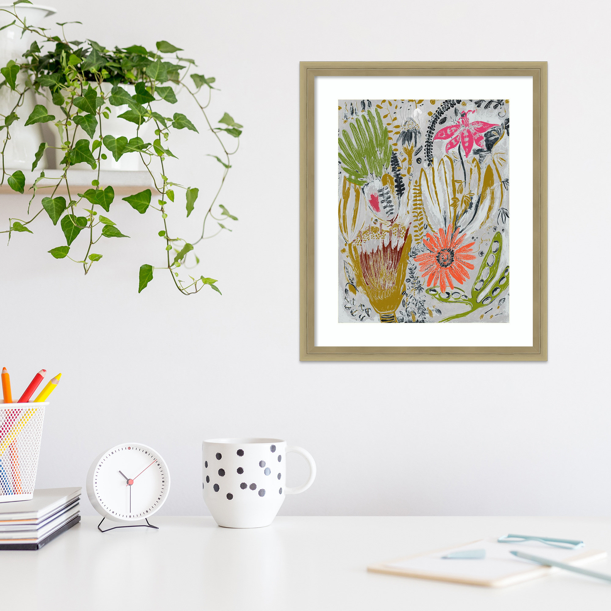 Tropical Blooms by Maya Woods, Brown, 14" W x 17" H