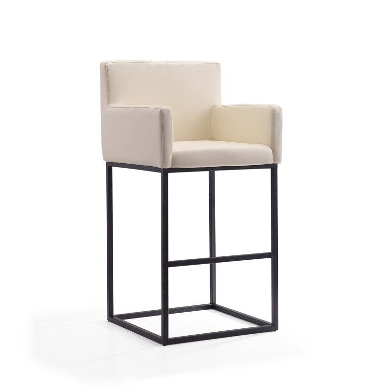 Tabouret de bar en cuir végétalien Ambre, Crème, crème, Tabouret de bar (siège d'une hauteur de 30 po)