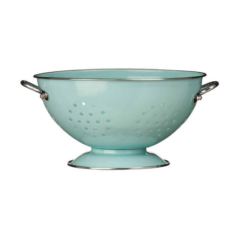 Symple Stuff Stainless Steel Colander, Pastel Blue
