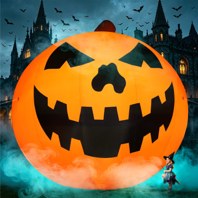 Giant 27Ft Halloween Inflatables Pumpkin Decorations with Blower, Large Blow Up Pumpkins For Outdoor Yard, Commercial Use, Holiday Festival, Lawn Decor, Halloween Party, with E26 Light Bulb