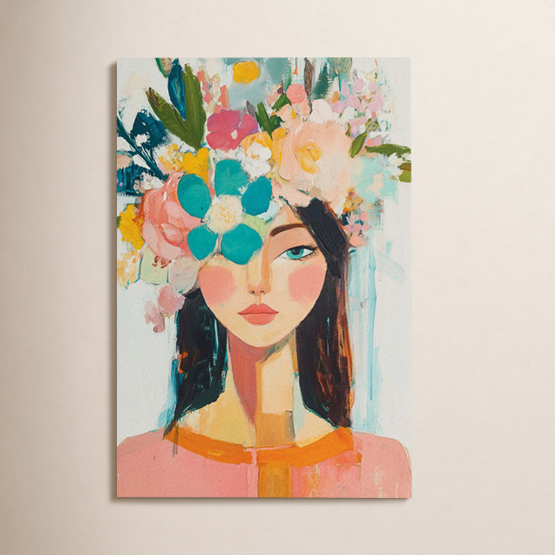 Femme sauvage, art floral contemporain, H 24 po x l 16 po