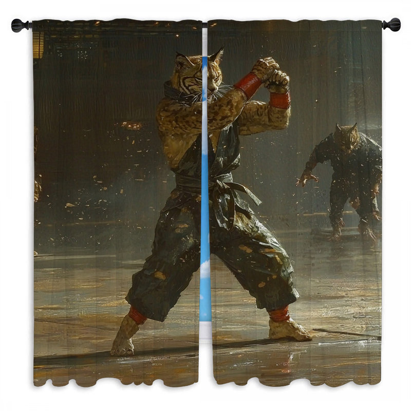 Rideaux de fenêtre Martial Artist - 2 panneaux, L 20 po x L 52 po