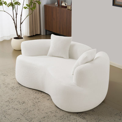 Causeuse courbée 66,93 pouces à compression complète, tissu en velours de peluche, canapé compact sans assemblage pour petits espaces et appartements, capacité de 350 lb