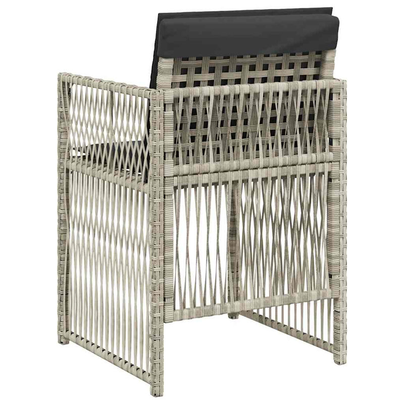 Outdoor Patio Dining Armchair with Cushion, Black, Grey