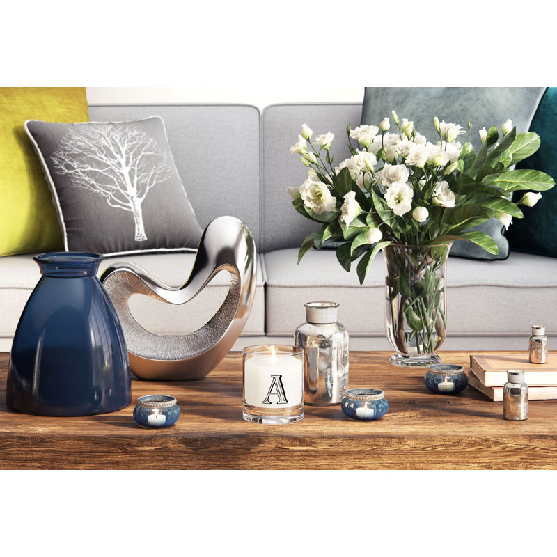 4 Piece Glass Tabletop Tealight Holder Set, Blue