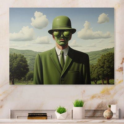 Green Surrealist Man Portrait 2 - Surrealism Metal Wall Art MT136276