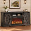 Meuble télé avec foyer en bois manufacturé 63 po Chiara-812547845