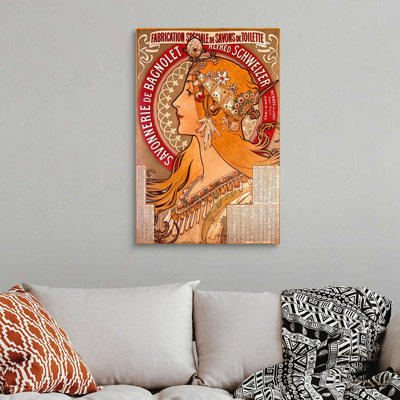 «Savonnerie de Bagnolet», affiche rétro, par Alphonse Mucha, par Alphonse Mucha, reproduction sur toile flottante