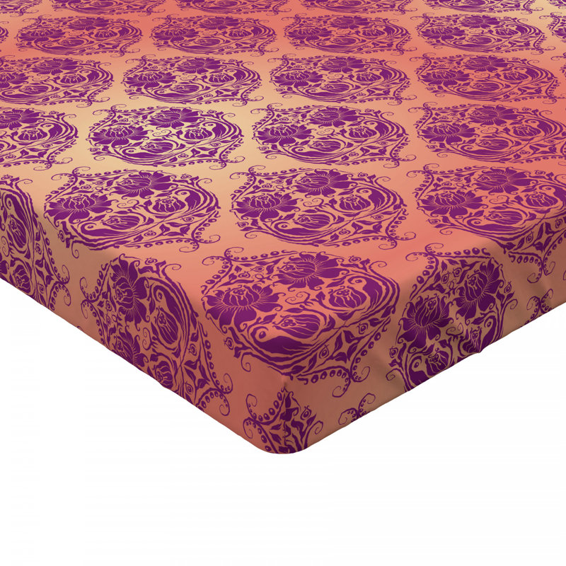 Microfiber Damask Fitted Sheet, Queen Fitted Sheet