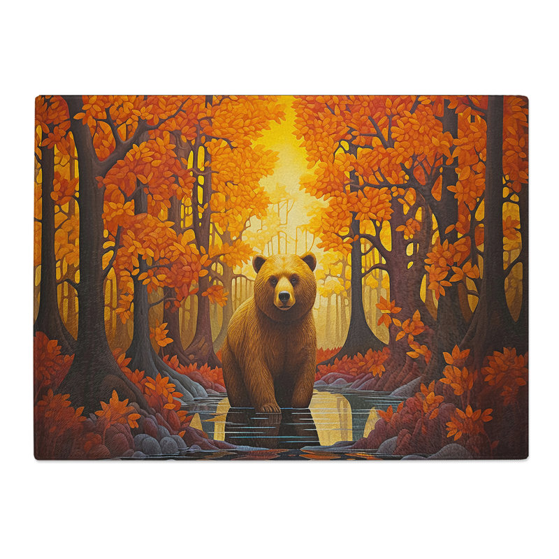Bear Art Deco No.2  Glass Chopping Board