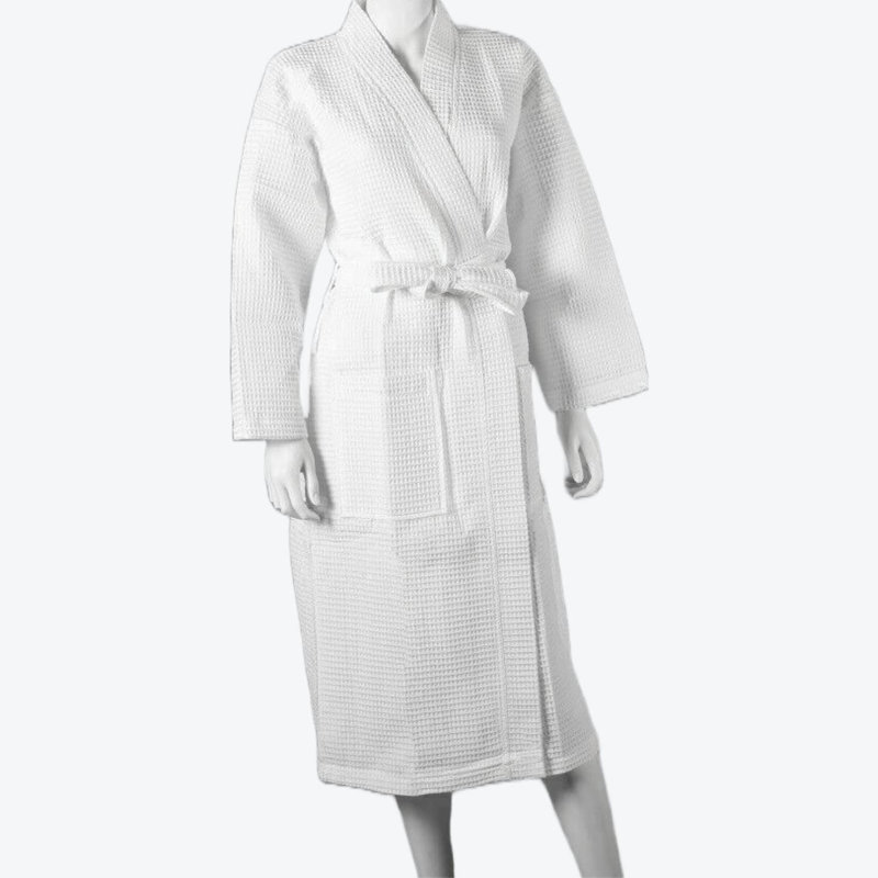Reffett Waffle Bath Robe Dressing Gown Unisex, Large/Extra Large, White