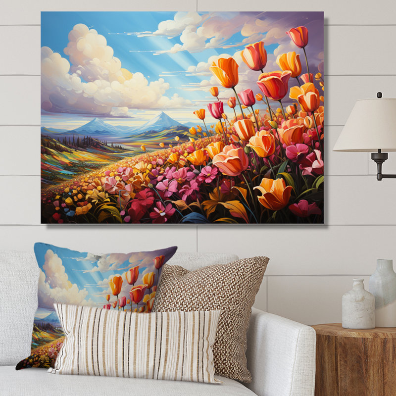 «Danemark Multicolor Tulip Fields II», reproduction sur toile, H 24 po x l 32 po x P 1 po, Toile tendue