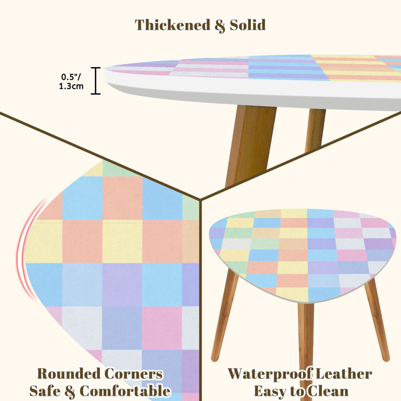 Ensemble de 2 tables basses gigognes à carreaux Vichy pour le printemps et l'été