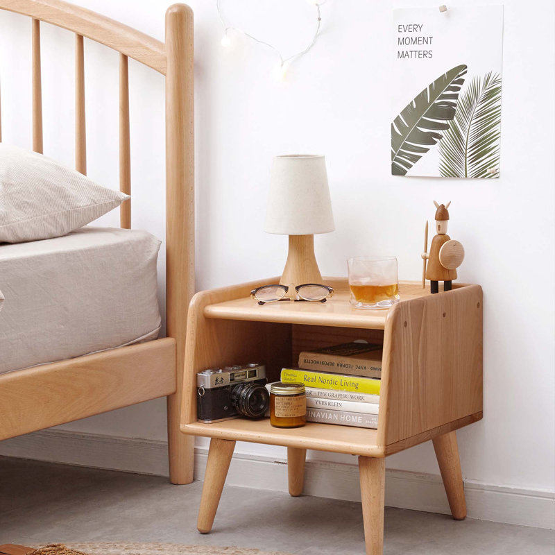 Tables de chevet en bois massif pur, Naturel