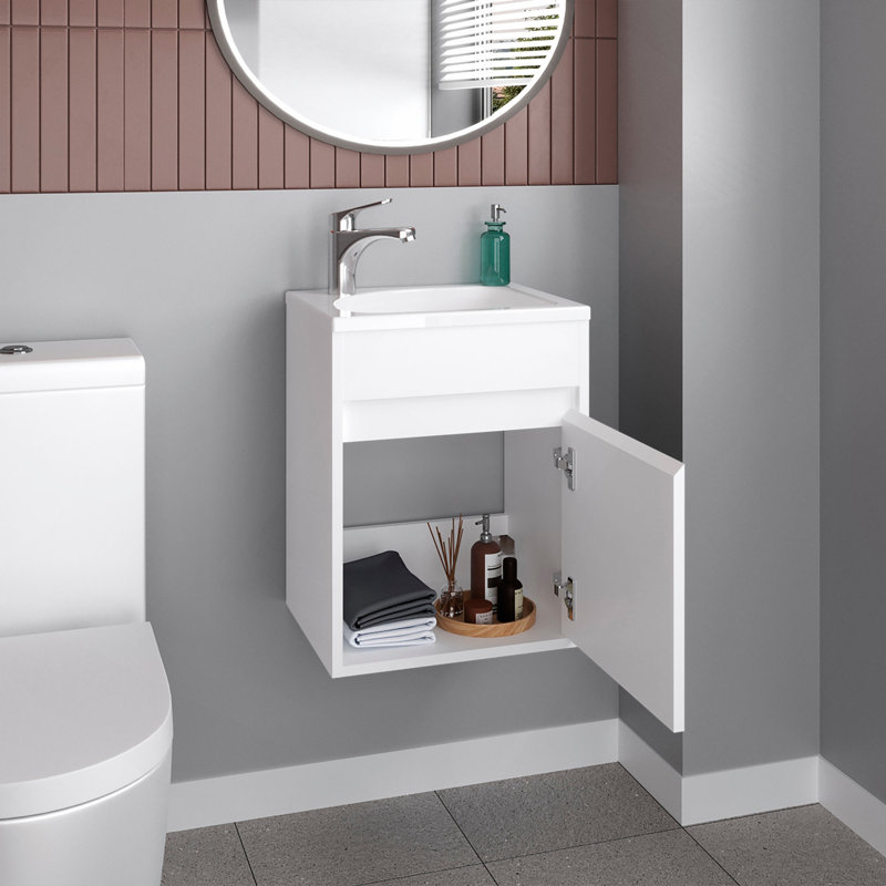 Meuble-lavabo flottant Furman, Blanc