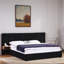Lit plateforme tapissier hydraulique en velours avec 2 tablettes, 2 lampes de lecture et port USB-1750040615