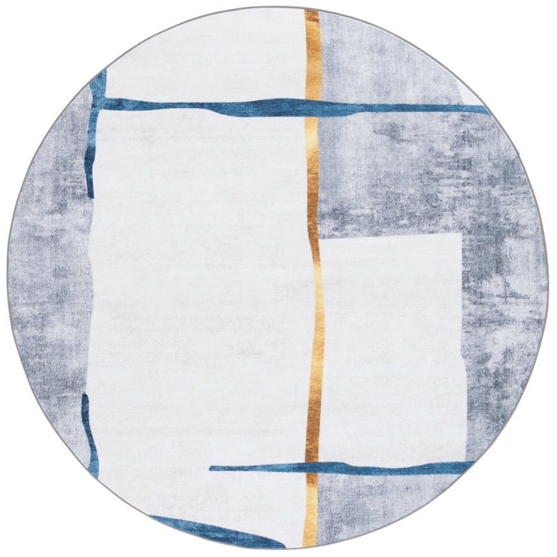 Josalina Monica Performance Machine Washable Abstract Rug, Round 6'