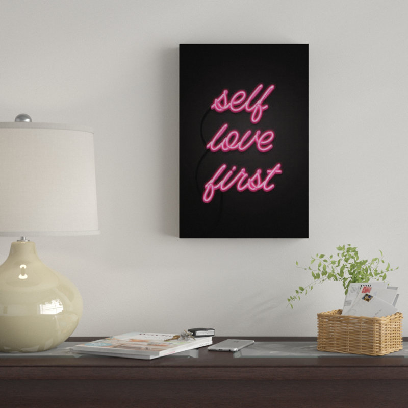 « self love first », impression sur toile tendue, H 18 po x l 12 po x P 1,5 po, Pas de tapis, Toile tendue