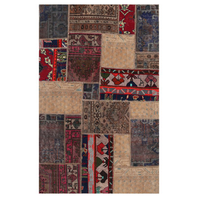 Tapis brun en laine noué à la main One-of-a-Kind Luite