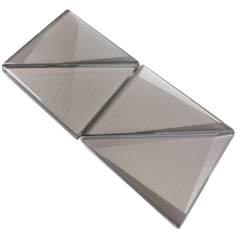 Remington 6” Triangle 3D Glass Mosaic Tile, Sepia Gray