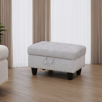 Flannel Storage Ottoman Living Room