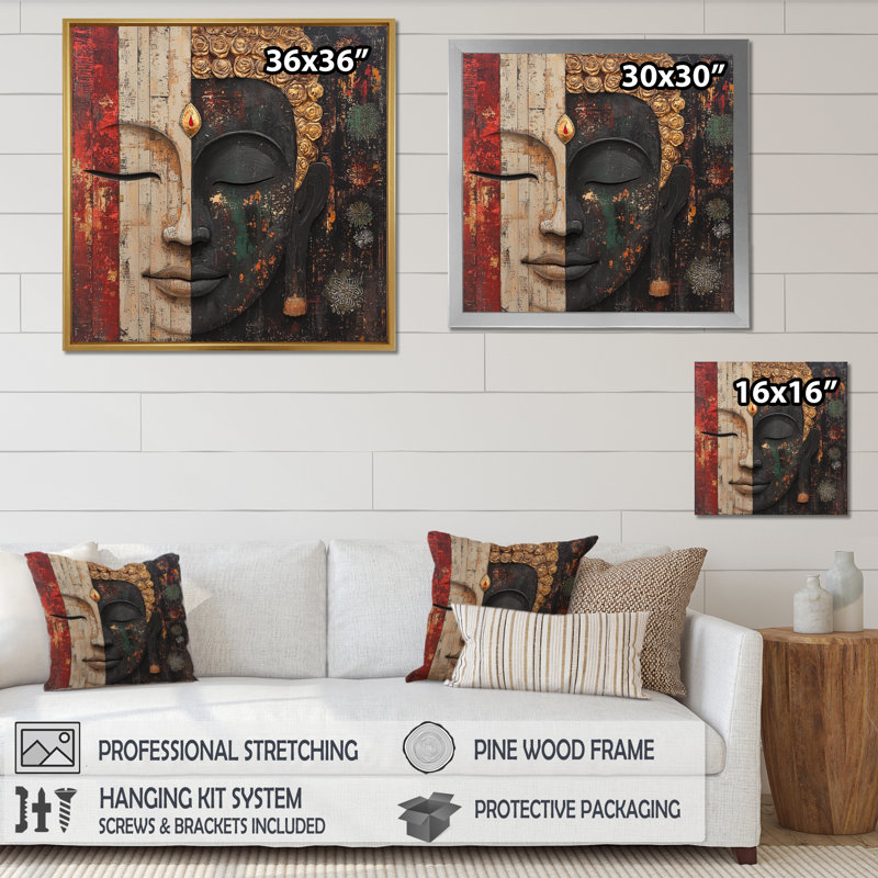 Buddha Whispering Path Of Buddhism I - Art mural impression bouddhiste, Reproduction encadrée d'une seule photo sans pass