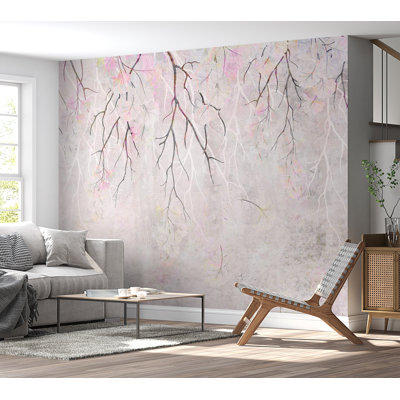 Adhésif mural floral pelez et collez - rose amusant