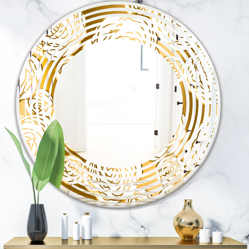 Miroir mural Wave, H 23,6 po x l 23,6 po, Vague de feuilles tropicales