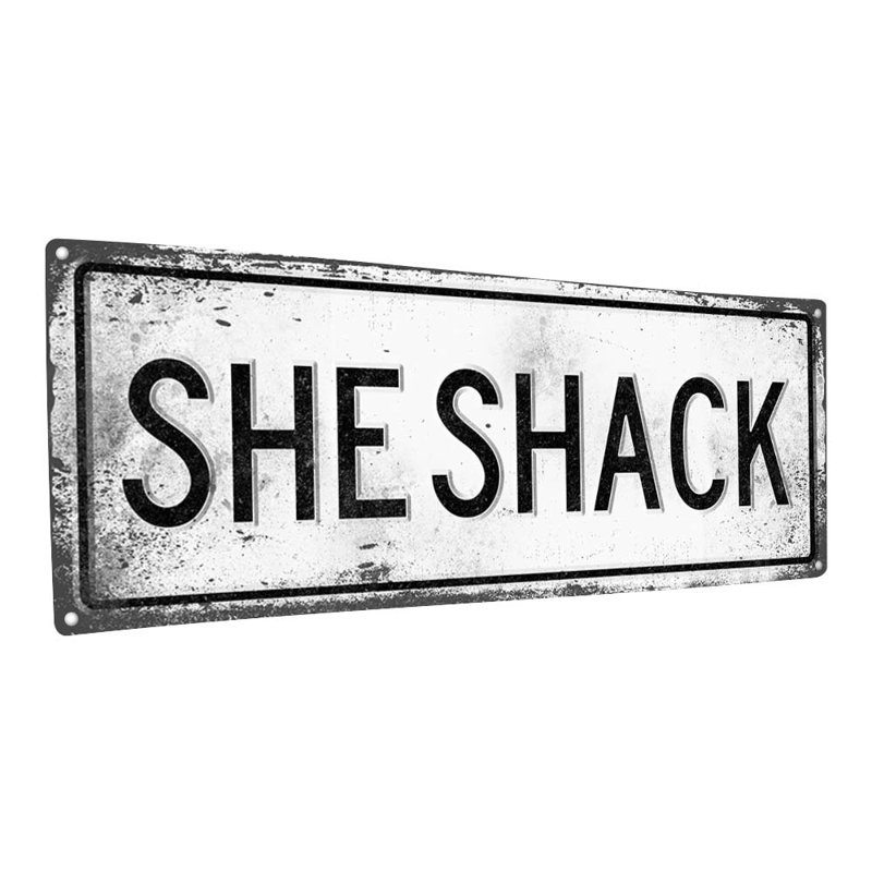 " Light, She Shack Metal Sign " on Metal, 5.75" H x 15.5" W x 0.04" D