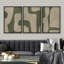 "Abstrait géométrique vert et beige, illustrations, art moderne, décor boho relax zen nordique" - 3 pièces-100781285-100781287