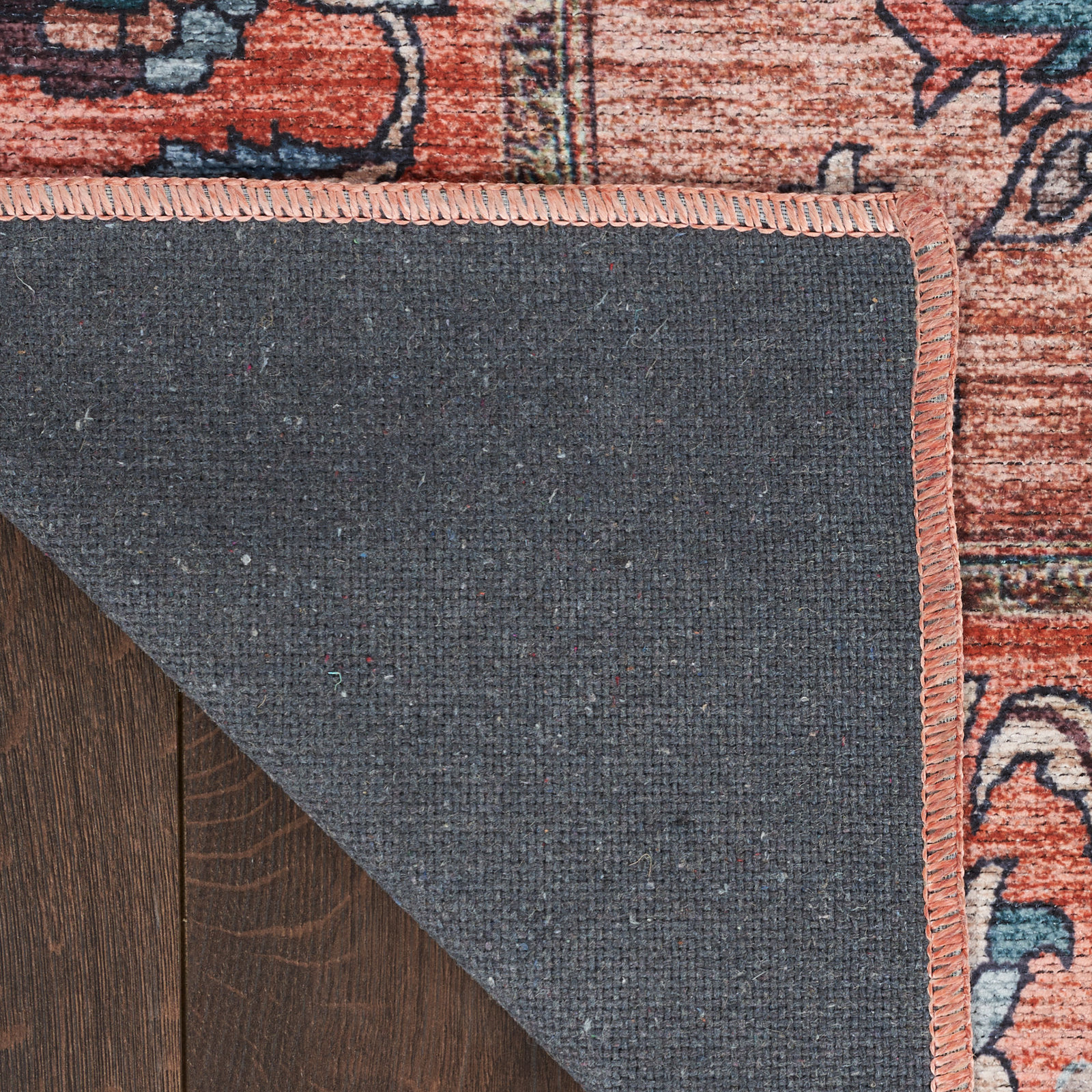Lisle Rust Multi Washable Oriental Rug, Runner 2' x 6'