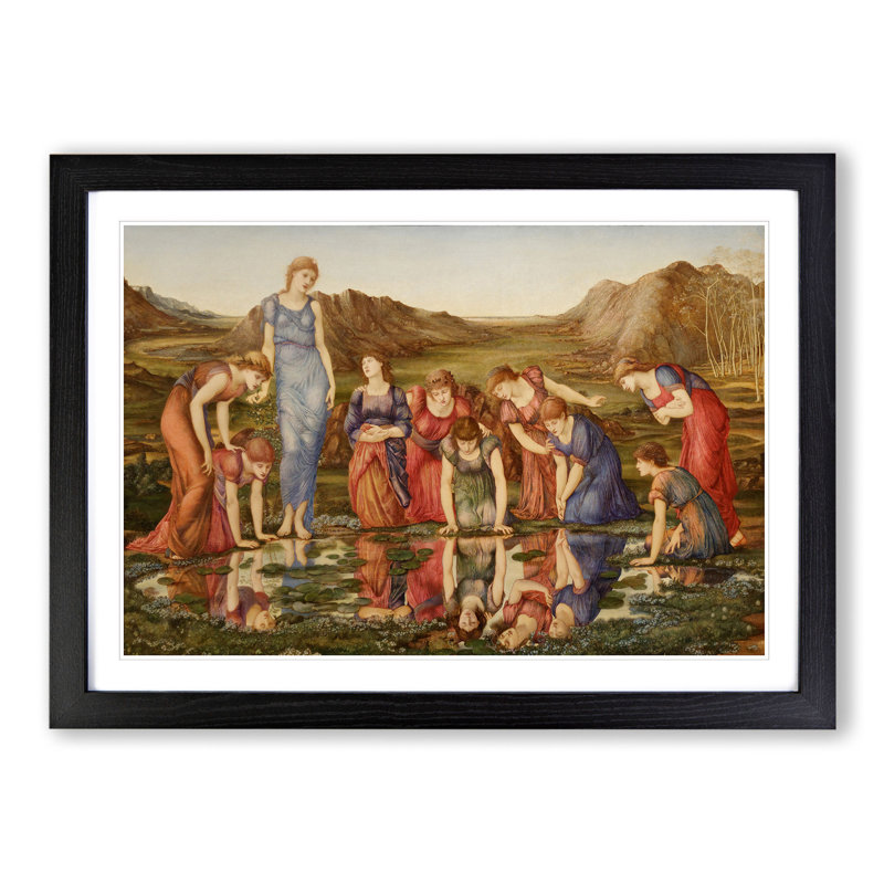 The Mirror of Venus by Edward Burne-Jones - Picture Frame Painting on MDF, 48cm H x 65cm W x 2cm D, Black Framed