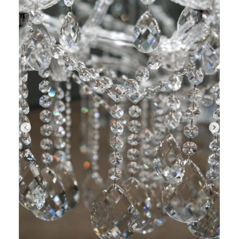 Lustre suspendu en cristal Traditional El Maria Theresa, Transparent, 53" Diameter x 99" Height, Laiton brossé