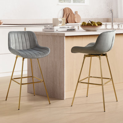 Swivel Yes Upholstered Velvet Bar Stool