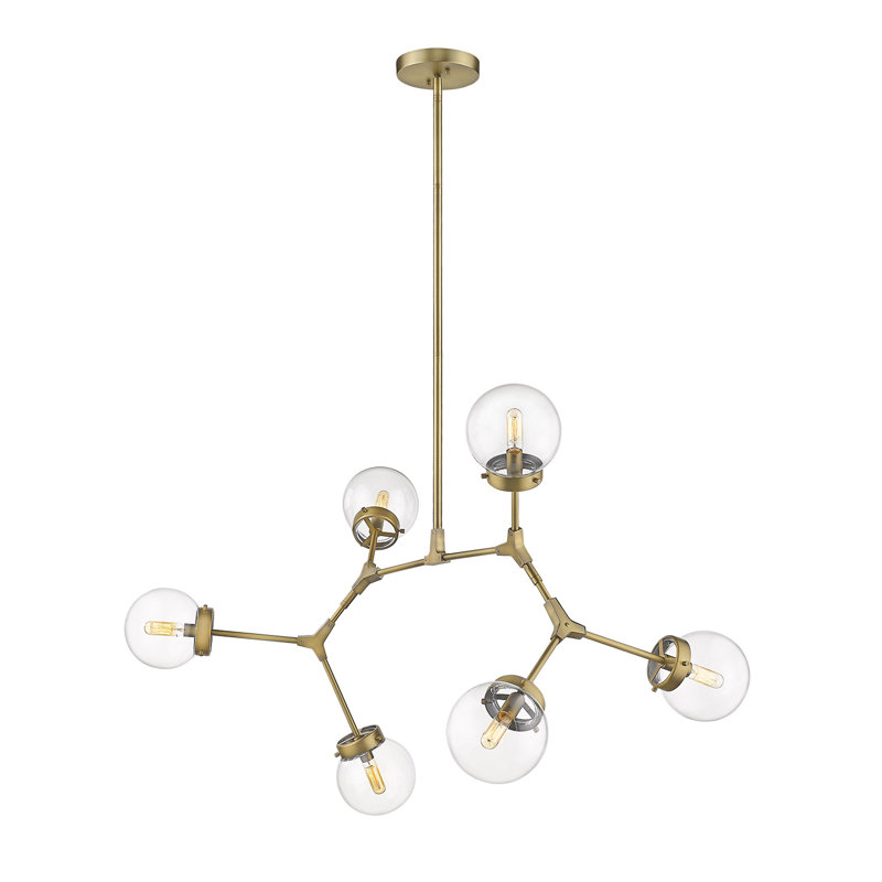Lustree géométrique 6 lumières spoutnik Lesa, Laiton vieilli